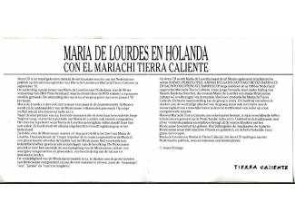 CD Maria De Lourdes En Holanda 13 nrs cd 1992 ZGAN