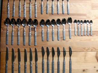Konge Tinn vintage Noors 6 delig bestek Scandinavisch Design