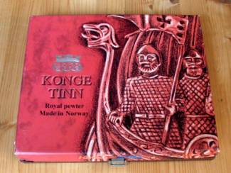 Konge Tinn vintage Noors 12 delig bestek in doos ZGAN