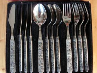 Bestek Konge Tinn vintage Noors 12 delig bestek in doos ZGAN