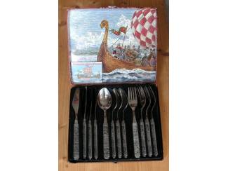 Bestek Konge Tinn vintage Noors 12 delig bestek in doos ZGAN