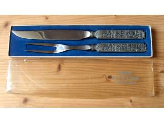 Bestek Konge Tinn Vintage Noors vleesmes en vork Forskjaersett nr 360 ZG