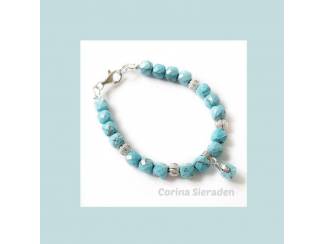 Armband van natuursteen en sterling zilver