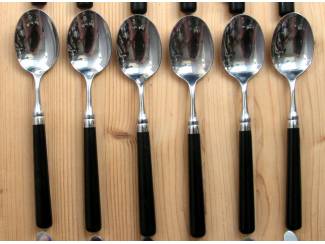 Keuken | Bestek 24 delig accenten stainless bestek met zwart handvat ZGAN