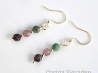 Oorbellen Goldplated oorhangers met edelsteen