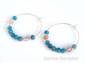 Oorbellen Creolen met natuursteen