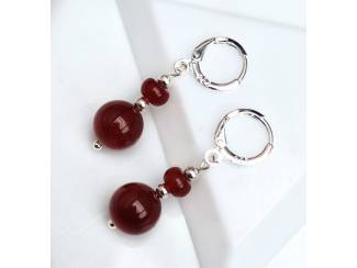 Oorbellen Sterling zilveren oorringen met natuursteen