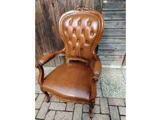 Meubels zeer mooie lederen louis xv stoel