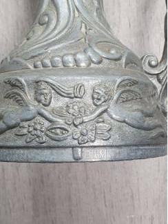 Tin Antieke karaf, drinkbeker en bord, tin