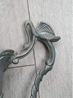 Tin Antieke karaf, drinkbeker en bord, tin