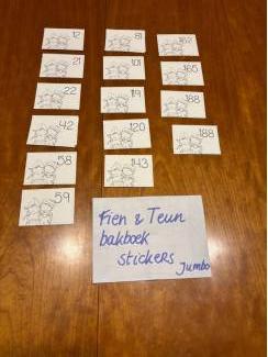 Jumbo stickers Fien Teun bakboek 10 eurocent per sticker