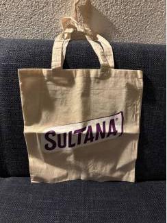 Merken en Reclamevoorwerpen Stoffen katoenen tas Verkade Sultana 2 zijden logo bedrukt