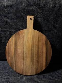 Houten serveerplank borrelplank rond 30 cm met handgreep