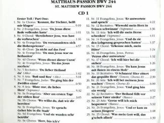 CD Johann Sebastian Bach &ndash; Matth&auml;us-Passion 68 nrs 3 CD&rsquo;s 1992