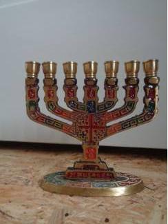 vintage menora 7-armige kandelaar JERUSALEM