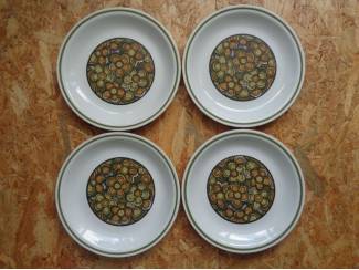 set 4 vintage borden Grindley Kontiki floraal motief