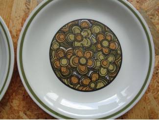 Servies los set 4 vintage borden Grindley Kontiki floraal motief