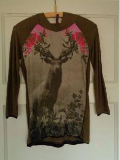 meisjes shirt lange mouw DIDI legergroen hert hoody maat 10