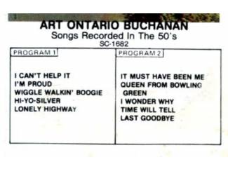 Cassettebandjes Art Ontario Buchanan Songs Recorded In The 50's 10 nrs ZGAN