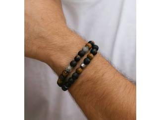 Armbanden Heren armbandenset van natuursteen