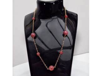 Kettingen Sieradenset van natuursteen en messing