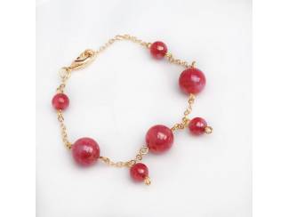 Kettingen Sieradenset van natuursteen en messing