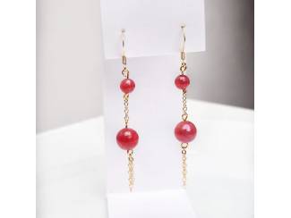 Kettingen Sieradenset van natuursteen en messing