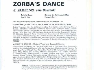 Grammofoon / Vinyl G. Zambetas Zorba's Dance 4 nrs vinyl EP single 1965 ZGAN