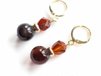 Oorbellen Goldplated oorringen met natuursteen