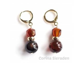 Oorbellen Goldplated oorringen met natuursteen