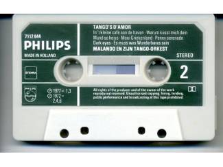 Cassettebandjes Malando And His Tango Orchestra &lrm;Tango's d'amor 12 nrs ZGAN