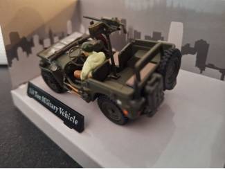 Militair Jeep Willys 4x4 W Open Top + Gun man Schaal 1:43