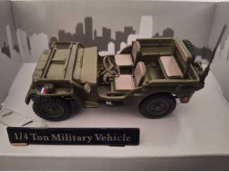 Militair Necaf 1/4 Ton NL 1955 + Aanhanger Schaal 1:43