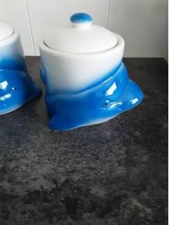 Woonaccessoires | Overige 2 leuke voorraadpotten Dolfijn