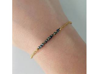 Armbanden RVS armband met zwarte facetkraaltjes &ndash; verfijnd en stijlvol