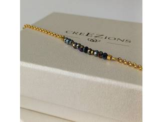 RVS armband met zwarte facetkraaltjes &ndash; verfijnd en stijlvol