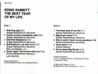 Cassettebandjes Eddie Rabbitt The Best Year Of My Life 10 nrs cassette ZGAN