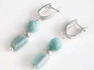 Oorbellen Sterling zilveren oorstekers met amazoniet