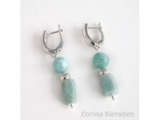 Oorbellen Sterling zilveren oorstekers met amazoniet