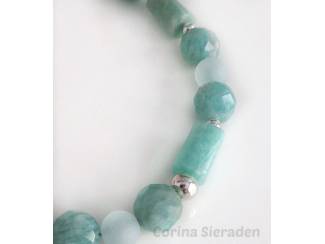 Armbanden Armband van amazoniet en sterling zilver