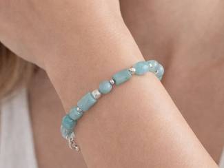 Armbanden Armband van amazoniet en sterling zilver