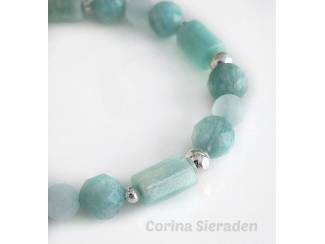 Armbanden Armband van amazoniet en sterling zilver