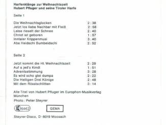 Kerst Hubert Pfluger &ndash; Harfenkl&auml;nge Zur Weihnachtszeit 12 nrs casset