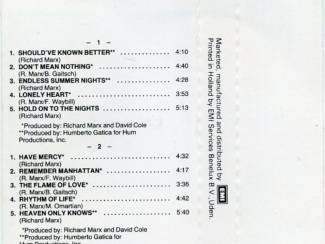 Cassettebandjes Richard Marx Richard Marx cassette 1987 10 nr's ZGAN