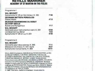 Cassettebandjes Neville Marriner Amadeus VOL 1 cassette 1984 9 nrs ZGAN