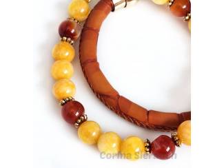Armbanden Armbandenset van natuursteen en leer AANBIEDING