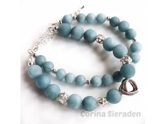 Armbanden Armband van natuursteen en sterling zilver
