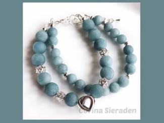 Armband van natuursteen en sterling zilver