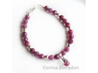 Armbanden Armband van robijn en sterling zilver