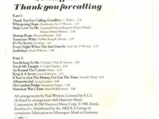 Cassettebandjes Jo Stafford - Thank You For Calling cassette 1981 ZGAN